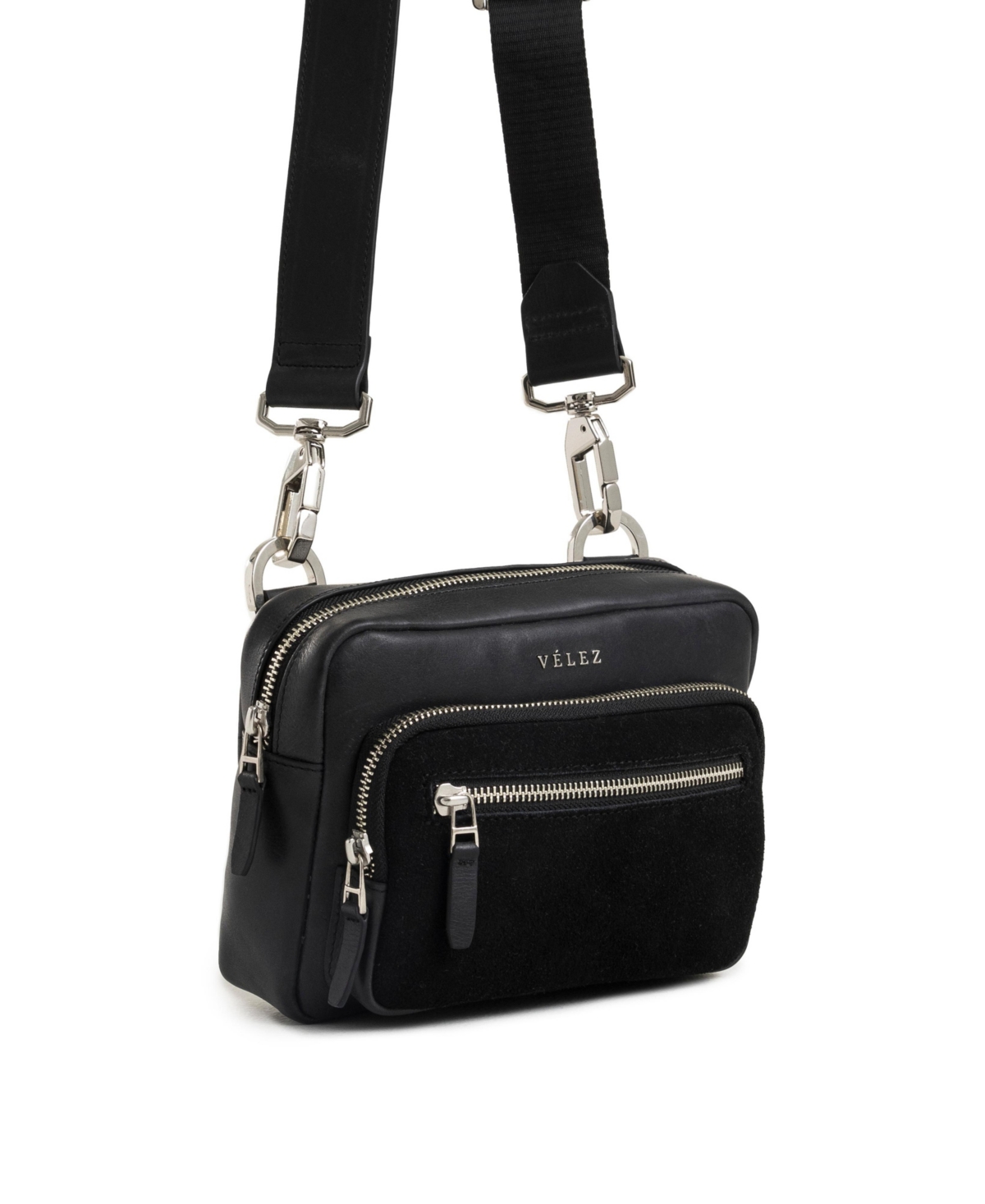 Velez Bright Leather Crossbody Bag with Suede Detail