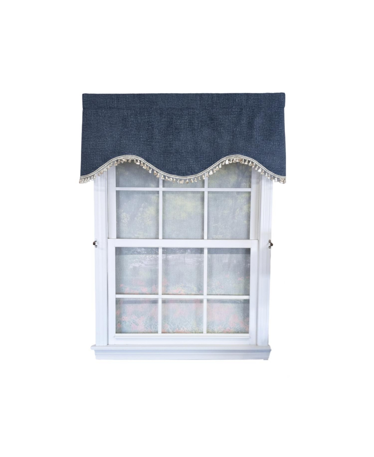 Rlf Home Flanel Cornice 100% Cotton Rod Pocket Lined Window Valance 50" x 17" Navy