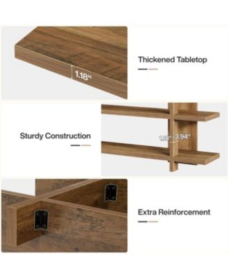 63 Inches Long Console Table with Storage, Wooden Narrow Entryway Table with 3-Tier Shelf, Farmhouse Accent Foyer Sofa Furniture