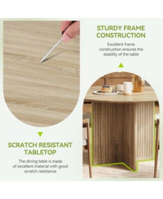 Round Dining Table for 4-6 People, Modern Wooden Kitchen Table with Pedestal Base, Small Dinner Table (Only Table)