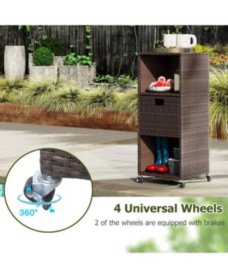 Outdoor Patio Storage Cabinet with Drawer and 3 Shelf Design