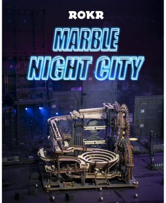 3D Wooden Puzzles for Adults Marble Run Model Building Kit Marble Night City Wooden Puzzles Building Toy, Desk Decor Creative Birthday Gifts