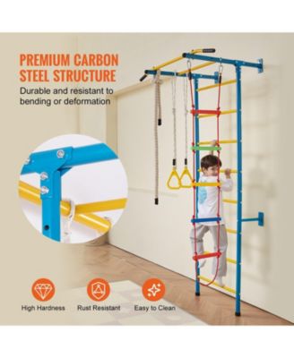 5-in-1 Indoor Jungle Gym, Swedish Ladder Set w/ Pull-Up Bar, Rope Ladder & Rings, 220-Lb Capacity