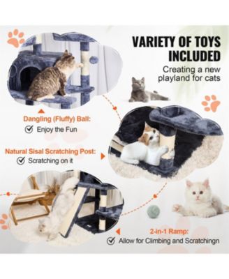 68.5" Cat Tower with Cat Condos Scratching Post in Blue