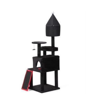 64.2" Tall Cat Tower with Coffin Bed,Condo in Black