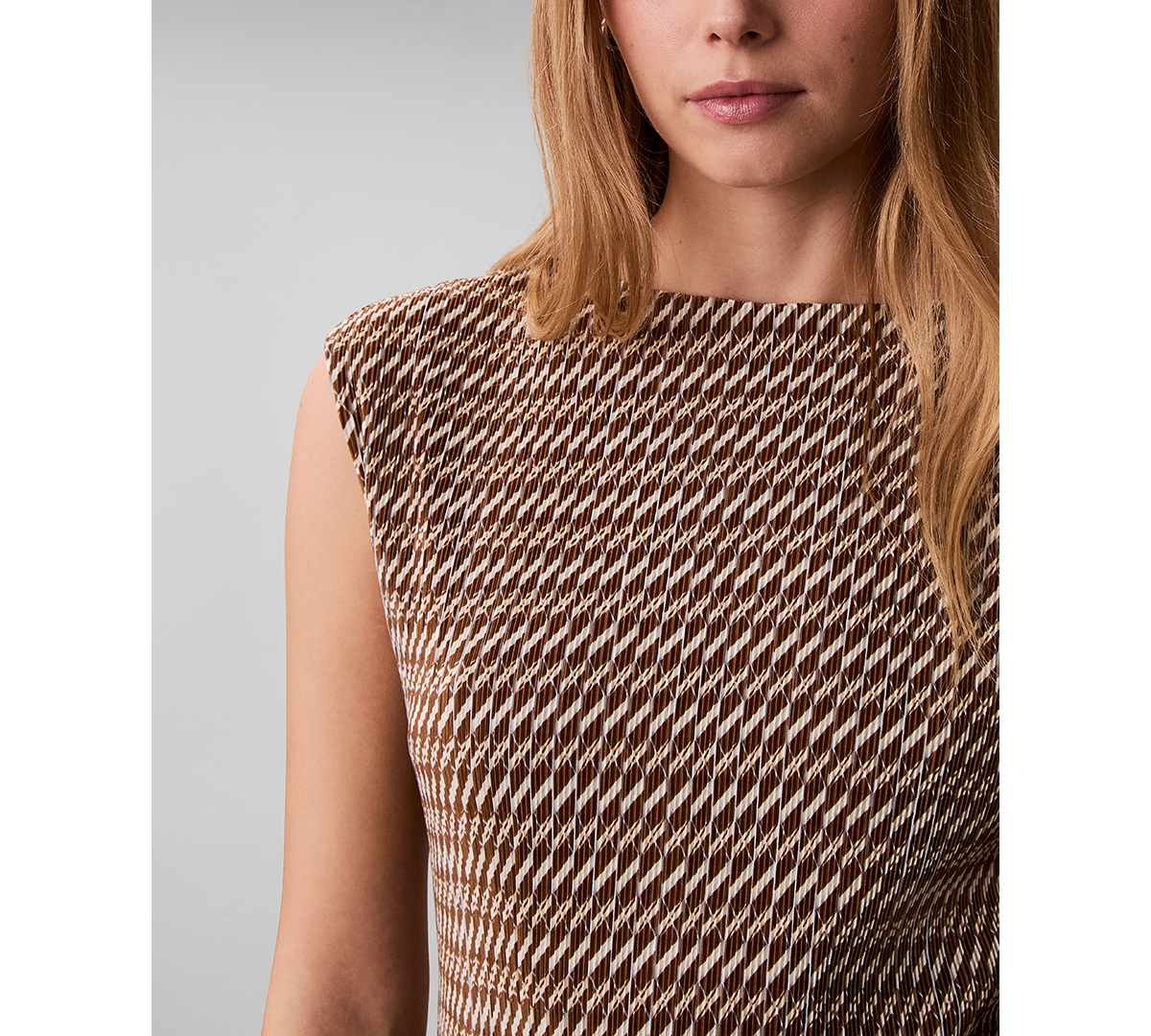 Calvin Klein Women's Plisse Print Boat Neck Tunic Top