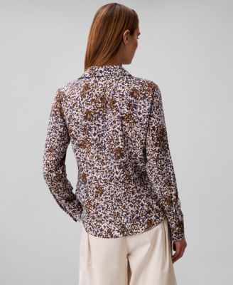 Women's Textured Print Slim Button-Down Shirt