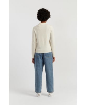 Women's Wool-Cashmere Knit Polo Sweater