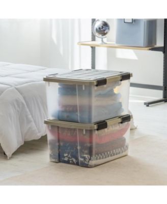 USA 44 Qt Storage Bins with Gasket Seal Lid, Clear/Chrome, 2Pk