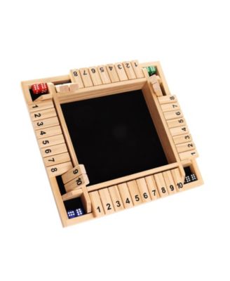 4-Player Wooden Shut The Box Game Set. 10-Numbers Pub Dice Board Game with 8 Dice. 4-Way Shut The Box Set