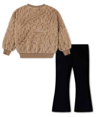 Girls' Toddler 2T-4T Cozy Ribbed Crewneck Top & Flare Leg Pants, 2-Piece Set