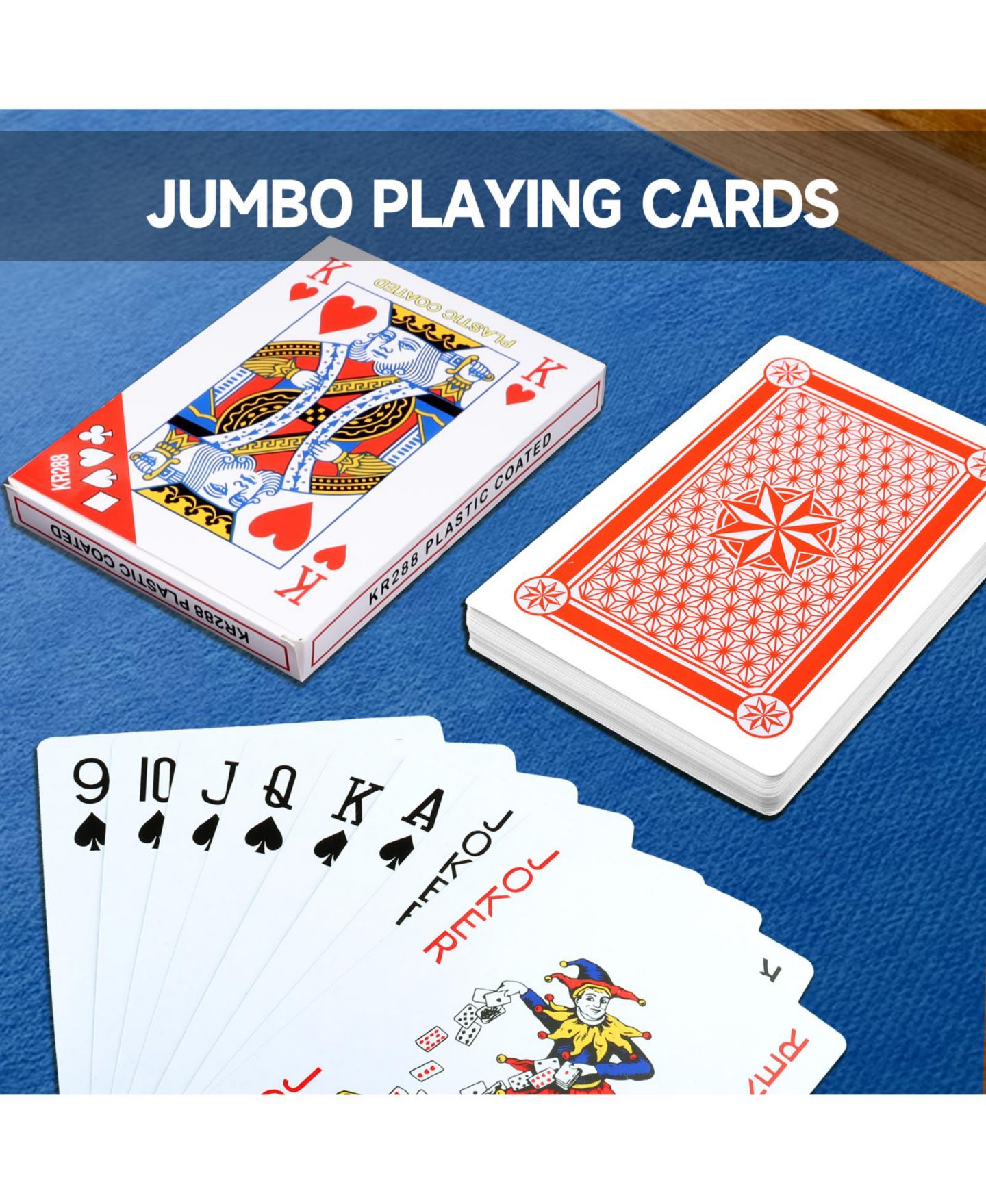 Детские карточные игры GSE Games & Sports Expert Coated Jumbo Playing Cards 54-Piece Card Game, Ages 3+ — фото 5