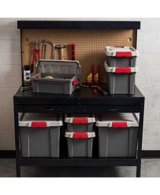 USA 19 Gallon Lockable Storage Totes with Lids, 6 Pack – Heavy Duty Durable Stackable Containers, Large Garage Organizing Bins Moving Tubs