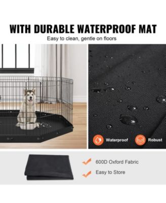 Dog Playpen, 8-Panel Foldable Metal Exercise Pen w/ Bottom Pad, 24 in H, Puppy Fence w/ Ground Stakes, Indoor/Outdoor