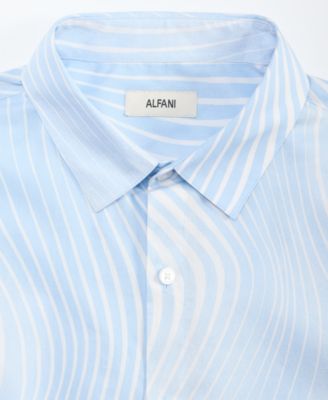 Alfani Men's Cotton Fluid Swirl Stripes Long-Sleeve Shirt