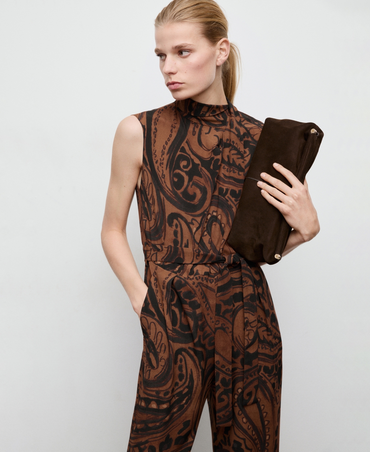 Mango Women's Belt Paisley-Print Jumpsuit