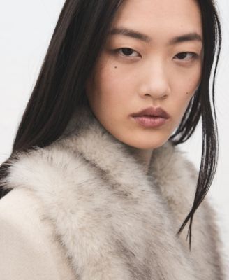 Women's Fur Collar Manteco Wool Coat