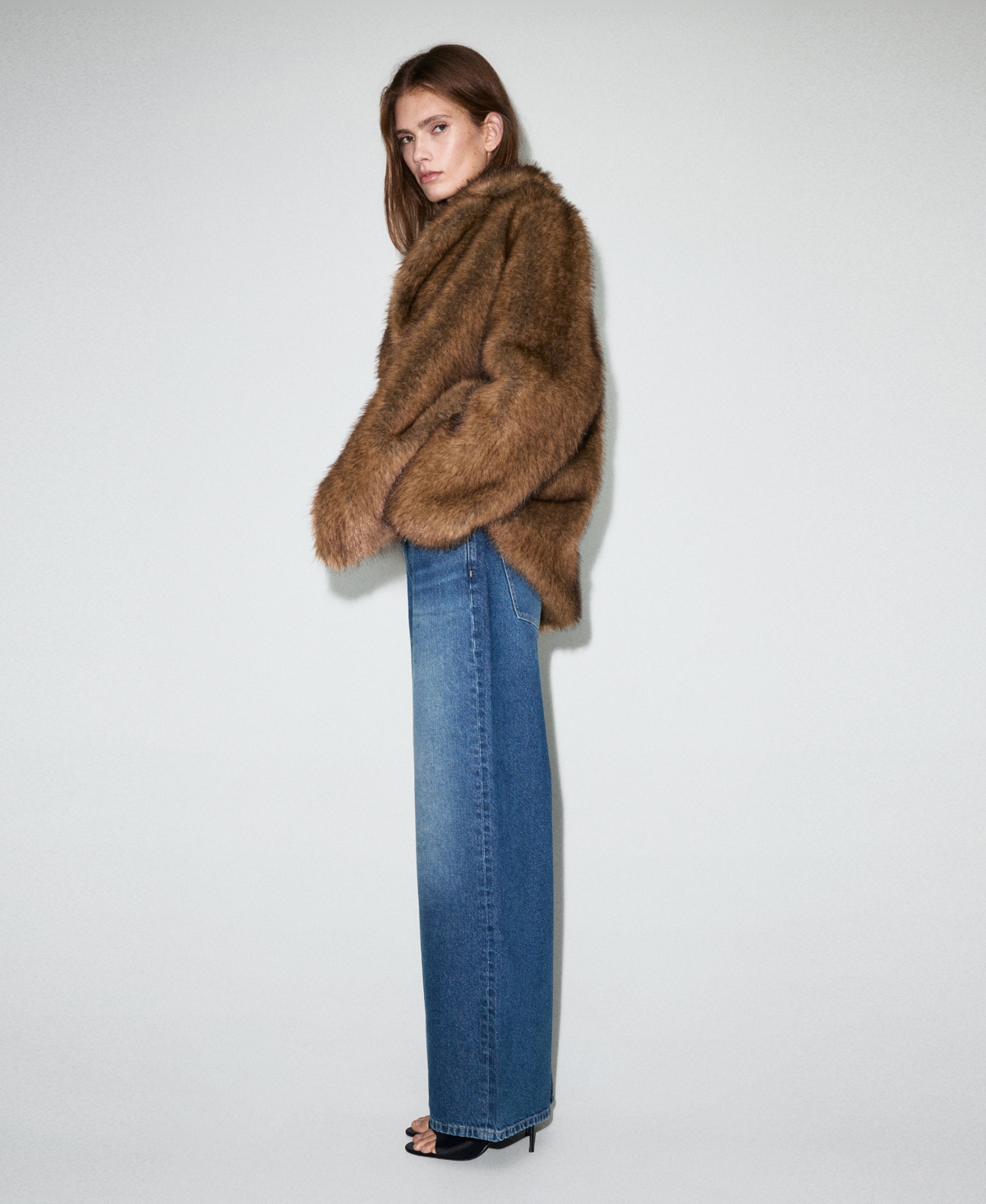 Mango Women's Crossover Waistband Wide-Leg Mid-Rise Jeans