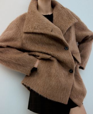 Women's Wool-Blend Funnel-Neck Coat