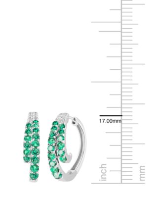 Lab-Grown Ruby (1 ct. t.w.) and White Sapphire (0.02 ct. t.w.) Hoop Earrings in Sterling Silver (Also Available in Emerald, Sapphire)