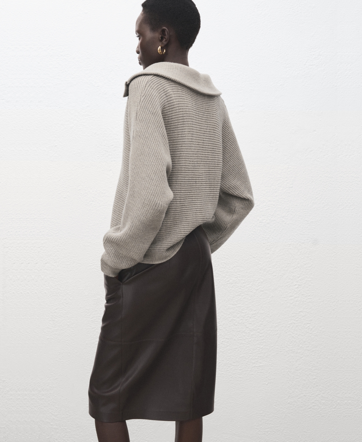 Mango Women's Polo-Neck Ribbed Sweater