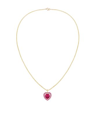 Lab-Grown Ruby and White Sapphire Heart Pendant Necklace in 14k Gold Sterling Silver (Also Available in Pink Sapphire)