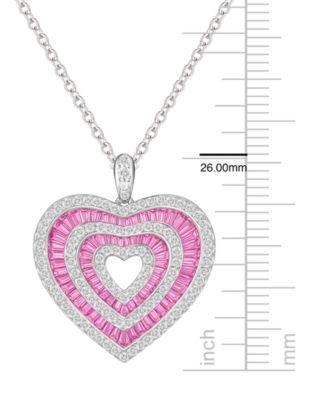 Lab-Grown Pink Sapphire (1.2 ct. t.w.) and White Sapphire (1 ct. t.w.) Heart Pendant Necklace in Sterling Silver