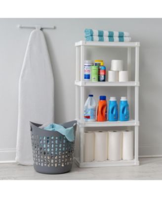 USA 4-Tier Light Duty Plastic Shelf 200lb Capacity, Medium Modular Shelving Unit Storage Organizer, White