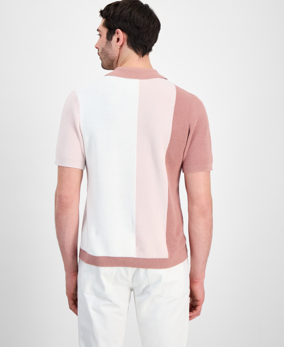 Alfani Men's Cotton Colorblocked Johnny Collar Sweater, Macy's Exclusive