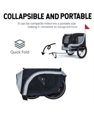  Large Folding Bike Trailer for Dogs with 100LB Capacity in Grey