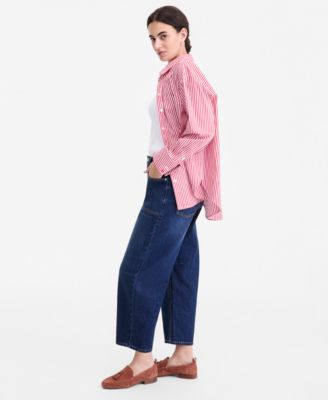 Women's Utility-Pocket Cropped Barrel-Leg Jeans