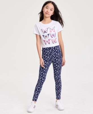 Girls' 5-20 Ditsy Floral-Print Leggings