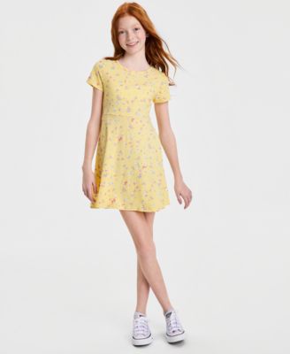 Girls' XS-XL Garden Floral Printed Knit Dress