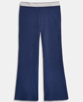 Baby and Toddler Girls Glitter-Waist Ribbed Flare Pants