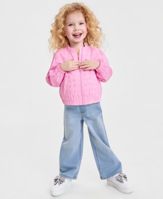Girls' Toddler 12M-5T Cotton Eyelet Bomber Jacket