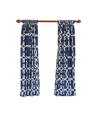 Oblique 100% Cotton Rod Pocket Window Curtain set of 2 Panels 100" x 63" Navy