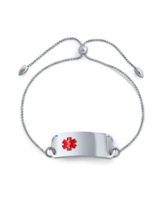 Name Tag Medical ID Bolo Bracelet Box Link Chain Stainless Steel Adjustable