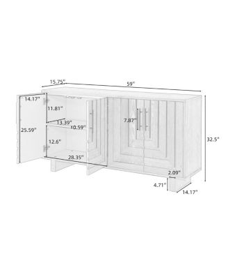 Modern 4-door storage cabinet with ash veneer and Black finish