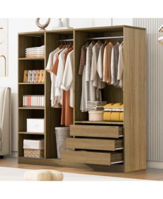 Modern Open Wardrobe with Drawers & Shelves