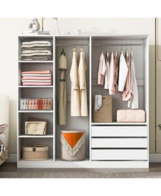 Modern Open Wardrobe with Drawers & Shelves