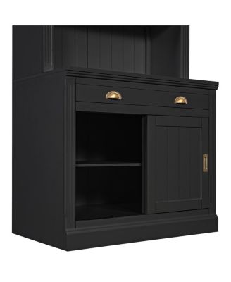 LED Lighting Bookshelf Suite with Sliding Doors & Drawers, White