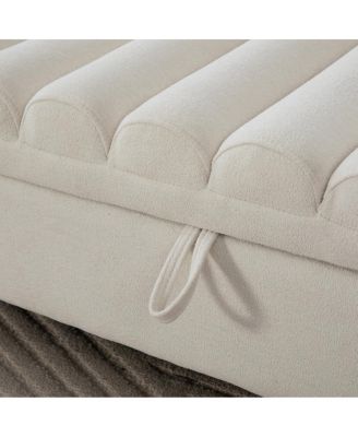 Modern Upholstered Storage Bench - Beige