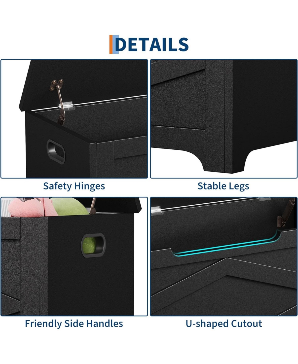 gaomon 39.4" Storage Chest, Wooden Storage Bench with Safety Hinges, Easy Assembly, Large Toy Chest for Entryway, Living Room