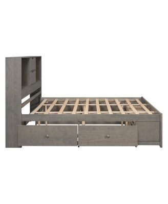 King Size Platform Bed with Storage Headboard and 8 Drawers
