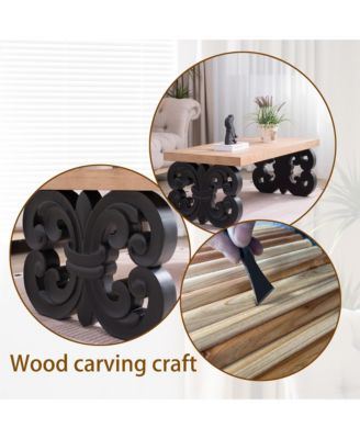 Black Scroll Coffee Table - 47" Rectangular Wood Farmhouse Table