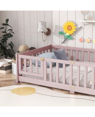  Twin Floor Bed with Fence & Door