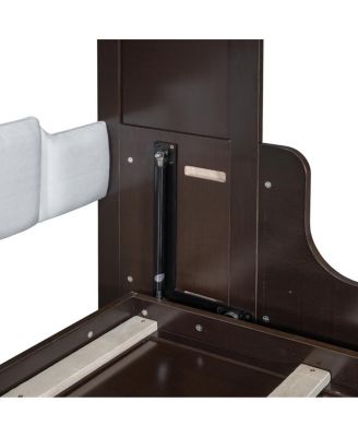 Queen Size Murphy Bed Wall Bed with Cushion, Espresso