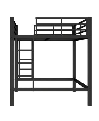 Full Size Metal Loft Bed with Ladder and Guardrails