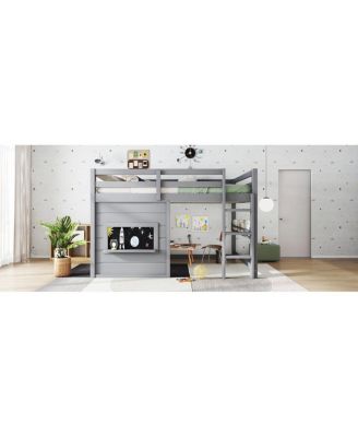 Streamdale Loft Bed with Slide, Bookshelf, Safety Rails