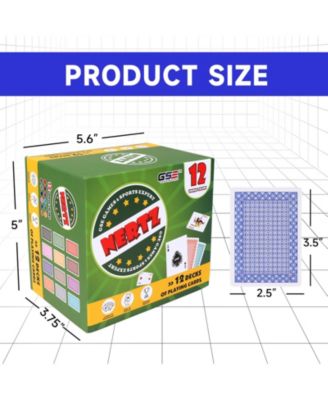 12-Deck Nertz Card Game Set, Multi-colored Playing Cards for Poker, Blackjack, Rummy, Go Fish, Bridge